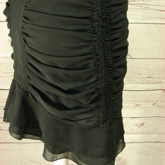 Black Ruched Ruffle Edged Skirt Sz 8 - Picture 10 of 15